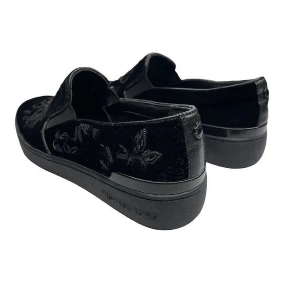 MICHAEL KORS Black Beaded Kyle Velvet Slip On Sneakers  - Picture 5 of 9